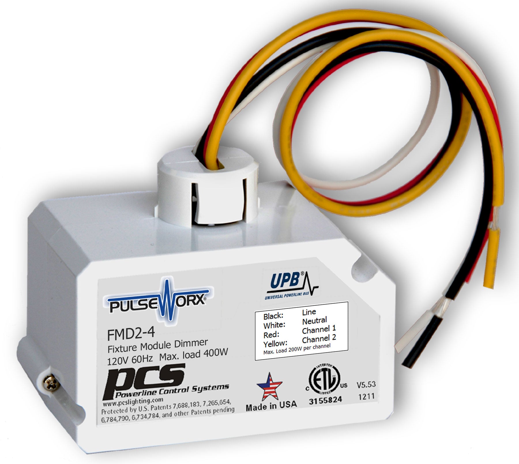 PulseWorx FMD2-4: Fixture Module - Dimming, 2 Channels, 400W Max
